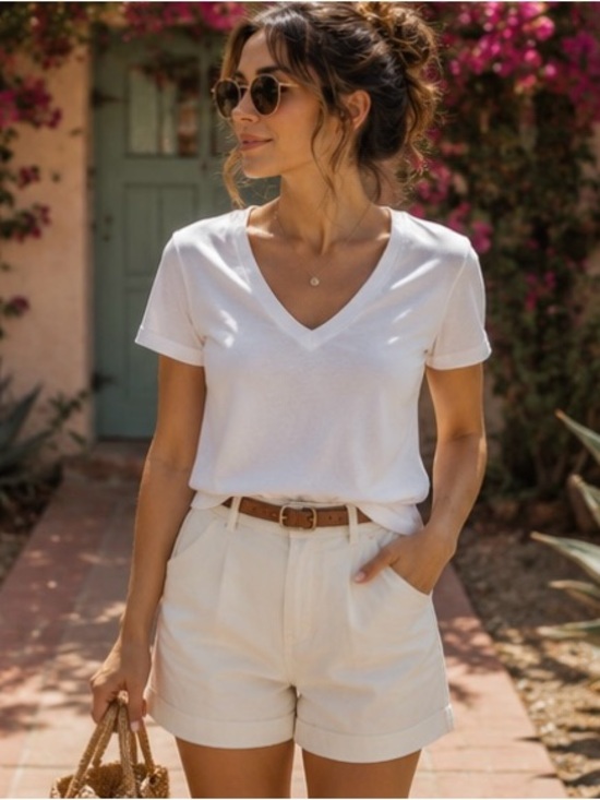 GAP Tops - Gap Organic Cotton White V-Neck Tee XS Classic Essential